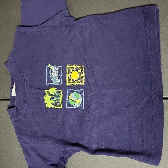 Vintage Peek-A-Babe 2 Piece Navy Blue Beach Theme Shorts Set - Picture 2 of 7